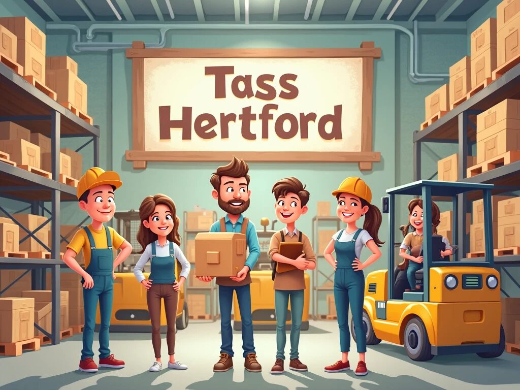 The Tass team cartoonised. A happy bunch ready to get it done